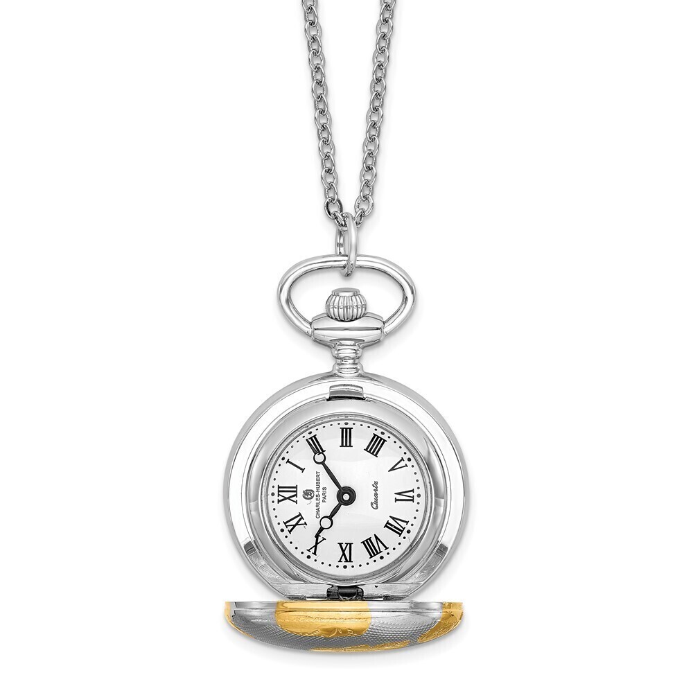 Kazi Luxury Charles Hubert Two-tone Floral Design Pendant Watch